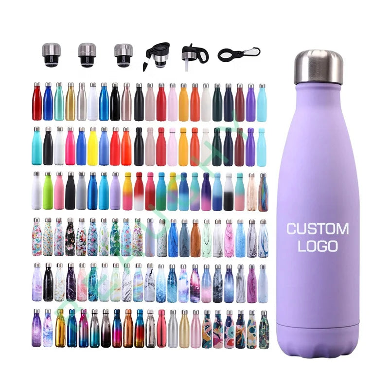 LFGB Food Grade Wholesale Outdoor Custom Logo Gym Stainless Steel 304 Tumbler Cola Shaped Sports Yoga Water Bottle