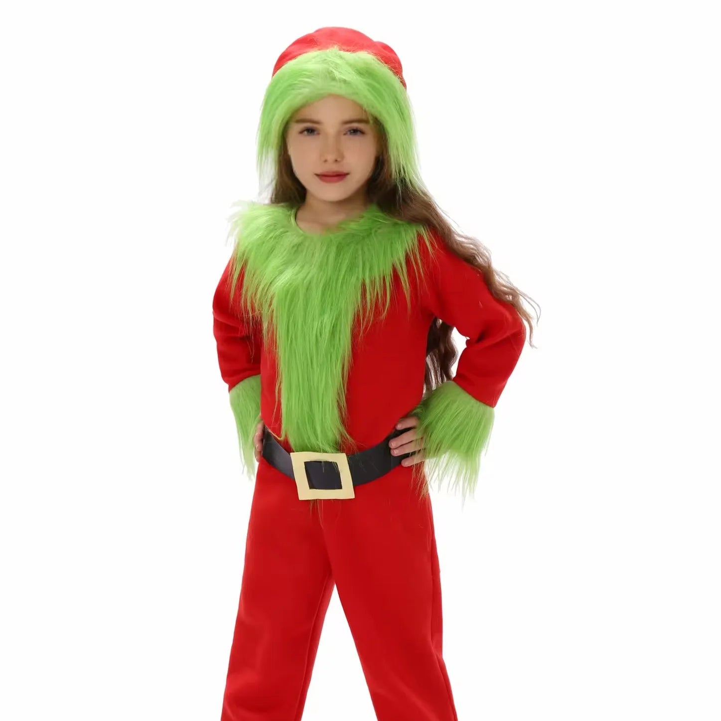 Christmas Costume Christmas Green Hairy Monster Cos Children's Costume Christmas Costume for School Holiday