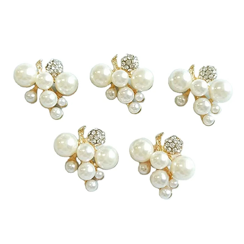 DIY Handmade Bridal Hair Accessories Costume Alloy Pearl With Diamonds Branches Grape Shape Pearl Rhinestones Jewelry Finding