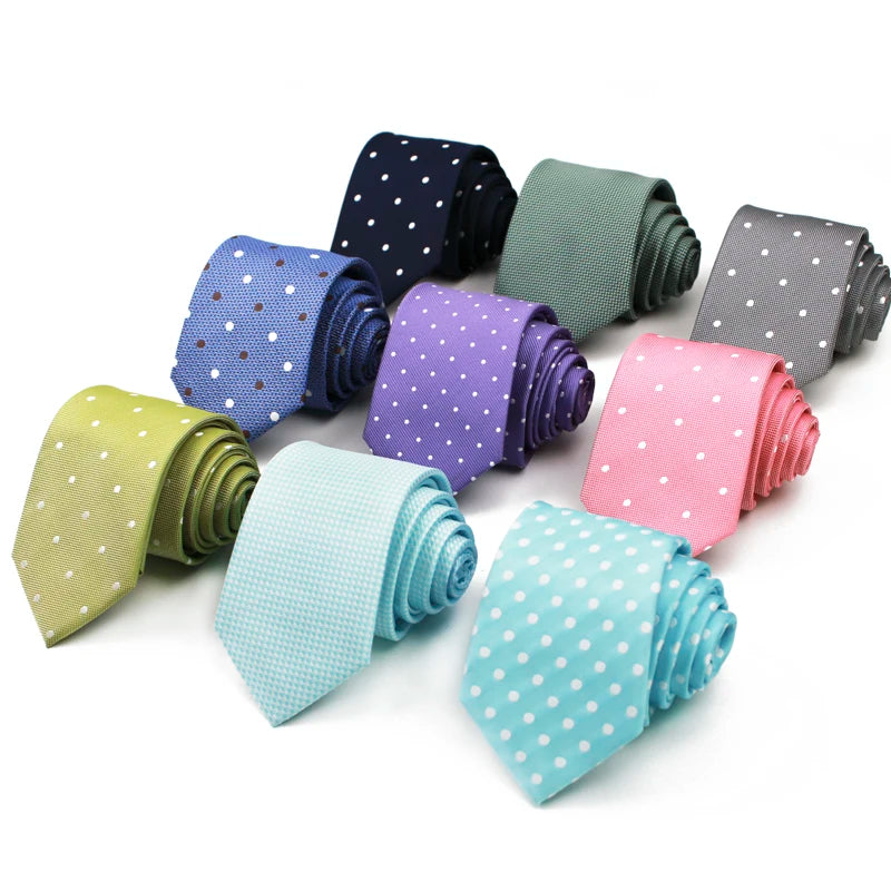 7cm Fashion Neckties Classic Men's Dot Navy Blue Business Ties Jacquard Woven Polyester Men Solid Tie Polka Dots Neck Ties