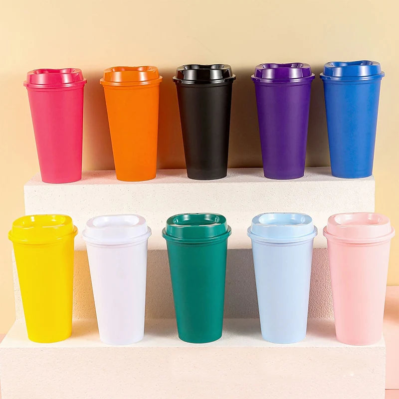 BPA Free 16oz Reusable Cold Change Cup Coffee Tumbler Cold Hot Reusable Coffee Cups Plastic Hot Cup with Lid