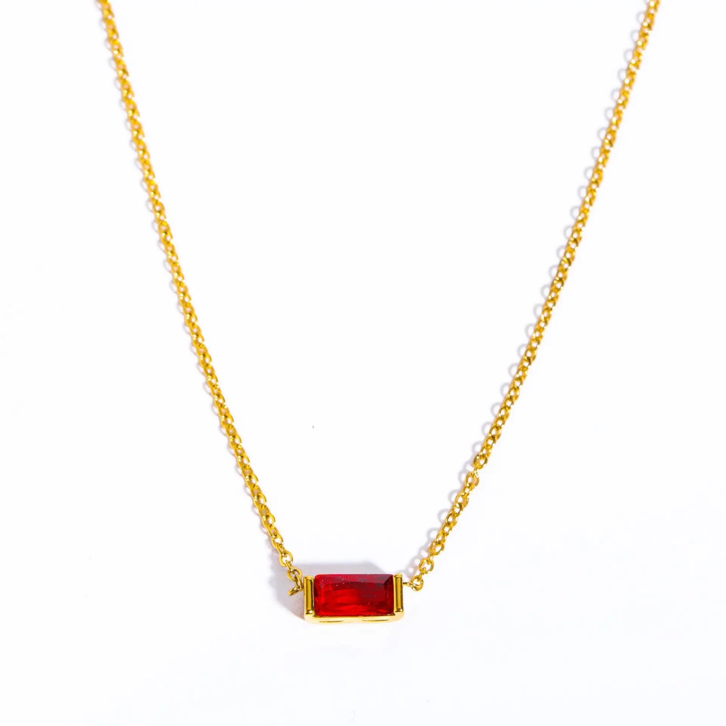 Fashion Jewelry for Women Stainless Steel Gold Plated Zircon Birthstones Necklace