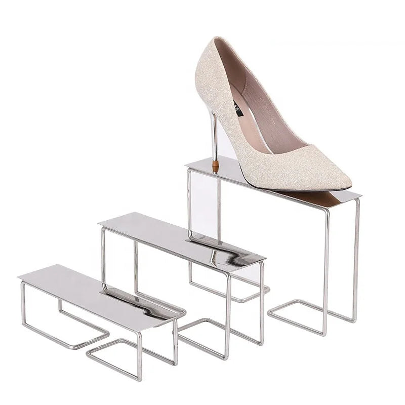 Custom Multi-Tier Stainless Steel High Heel Shoes Display Stand Shop Display Rack for Shoes Display stand
