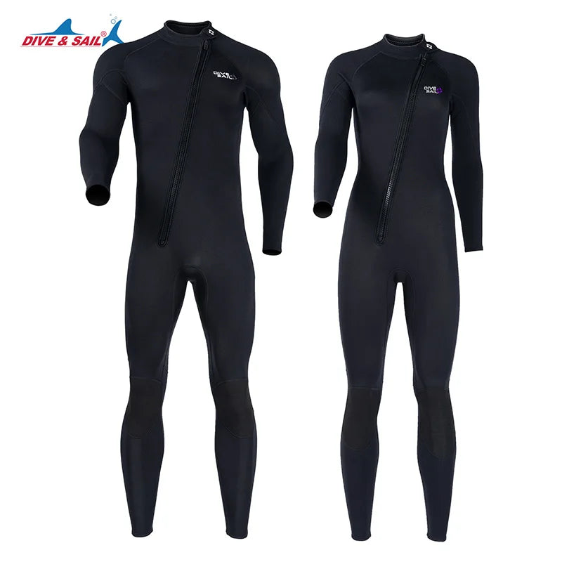 DIVE&SAIL Women Man Neoprene Surfing Wetsuit Long Front Zip Diving and Swimming Wetsuits Swimwear 1.5MM