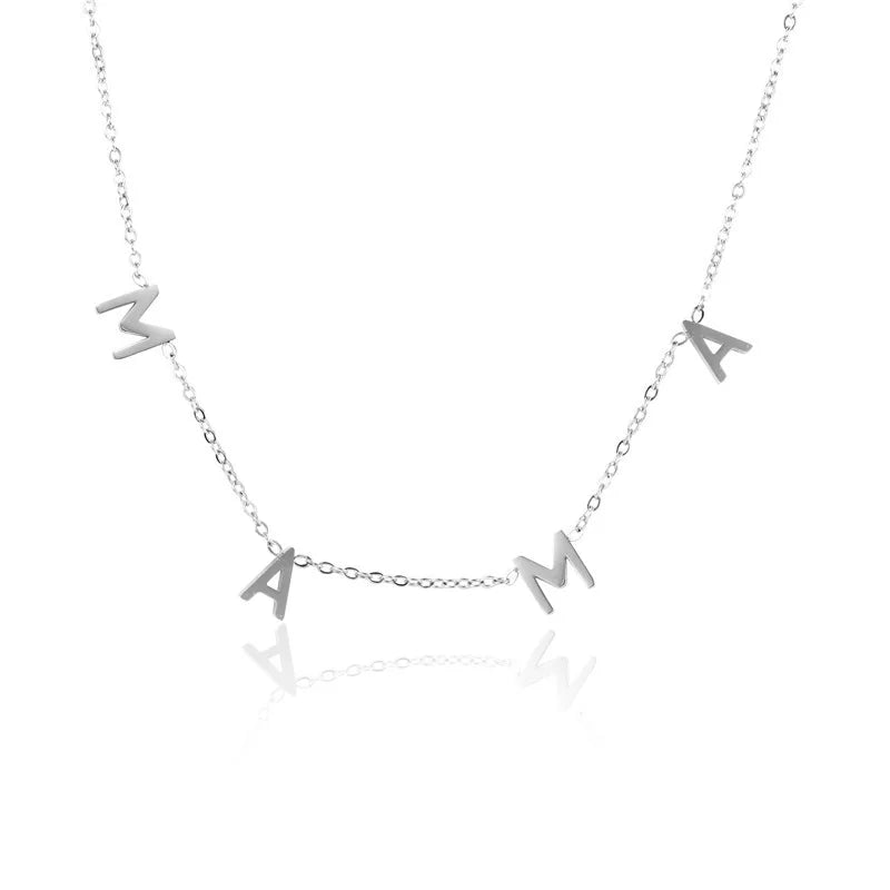 Custom Tarnish Free Jewelry Stainless Steel MaMa Letter Clavicle Chain Choker Necklace for Women As Mother's Day Gift