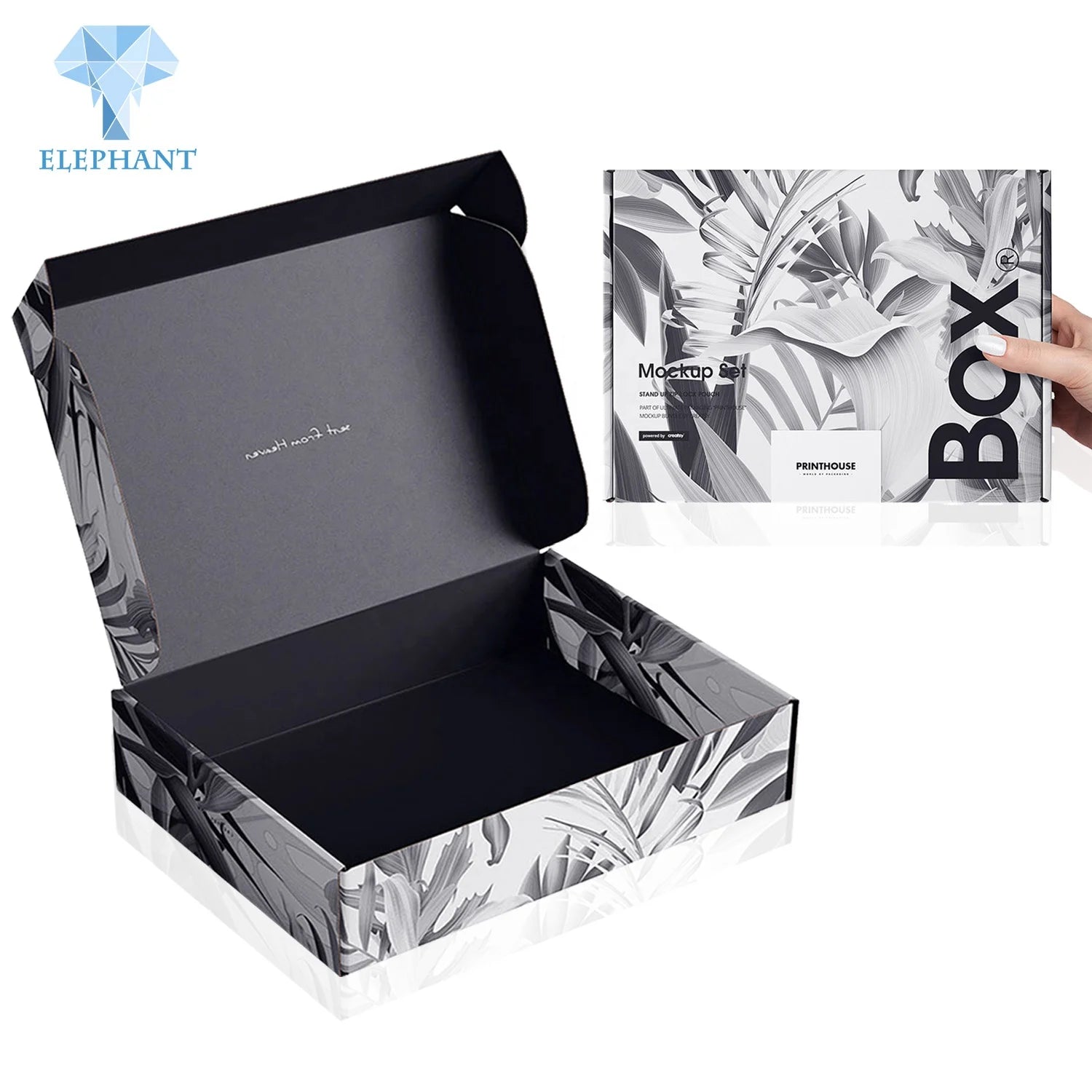 Hot Sell Mailer Box Tshirt Sock Clothing Manufacturer Black Paper Corrugated Cardboard Box