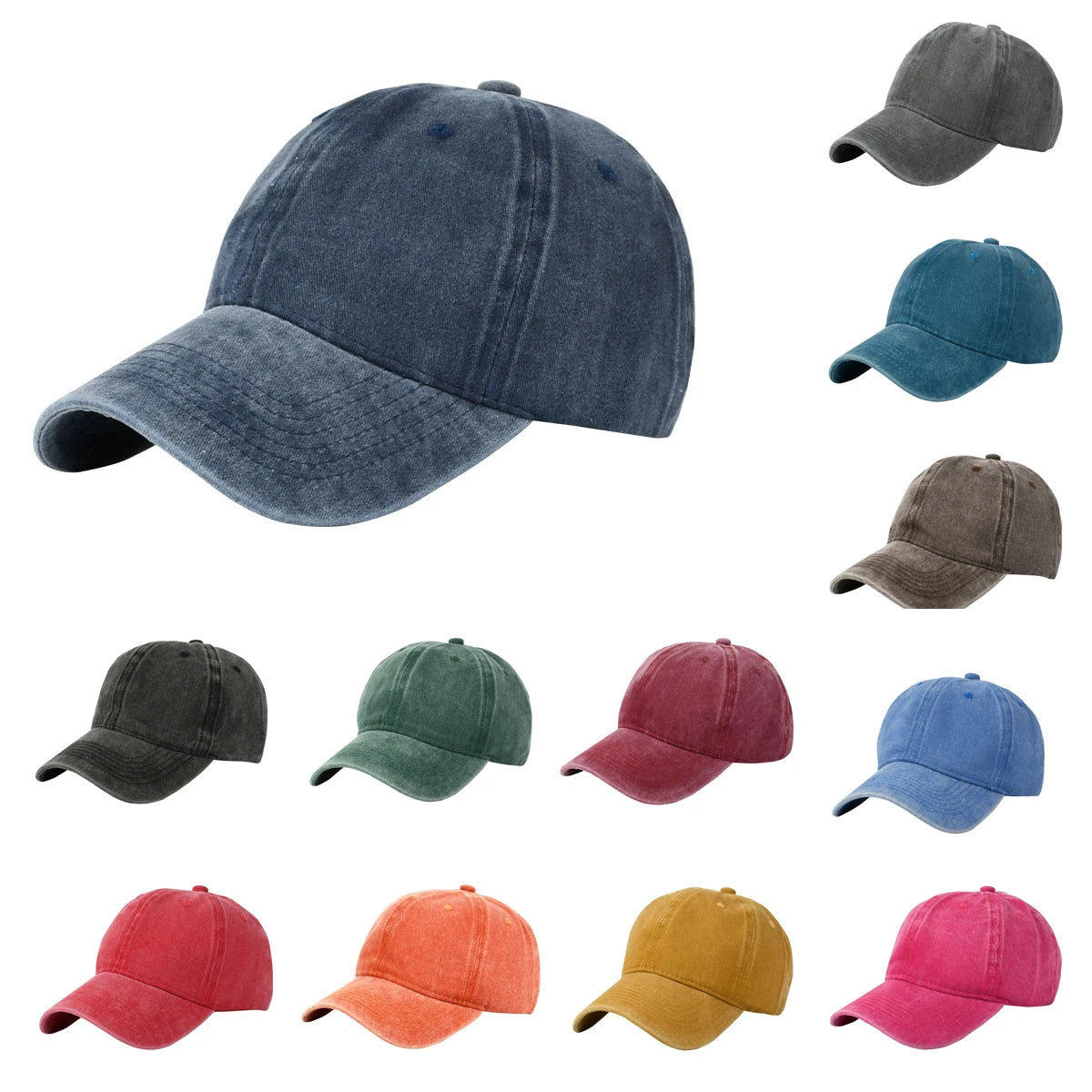 Wholesale Vintage Cotton Adjustable Dad Hat Custom Dyed Distressed Denim Sports Caps Blank Washed Baseball Cap