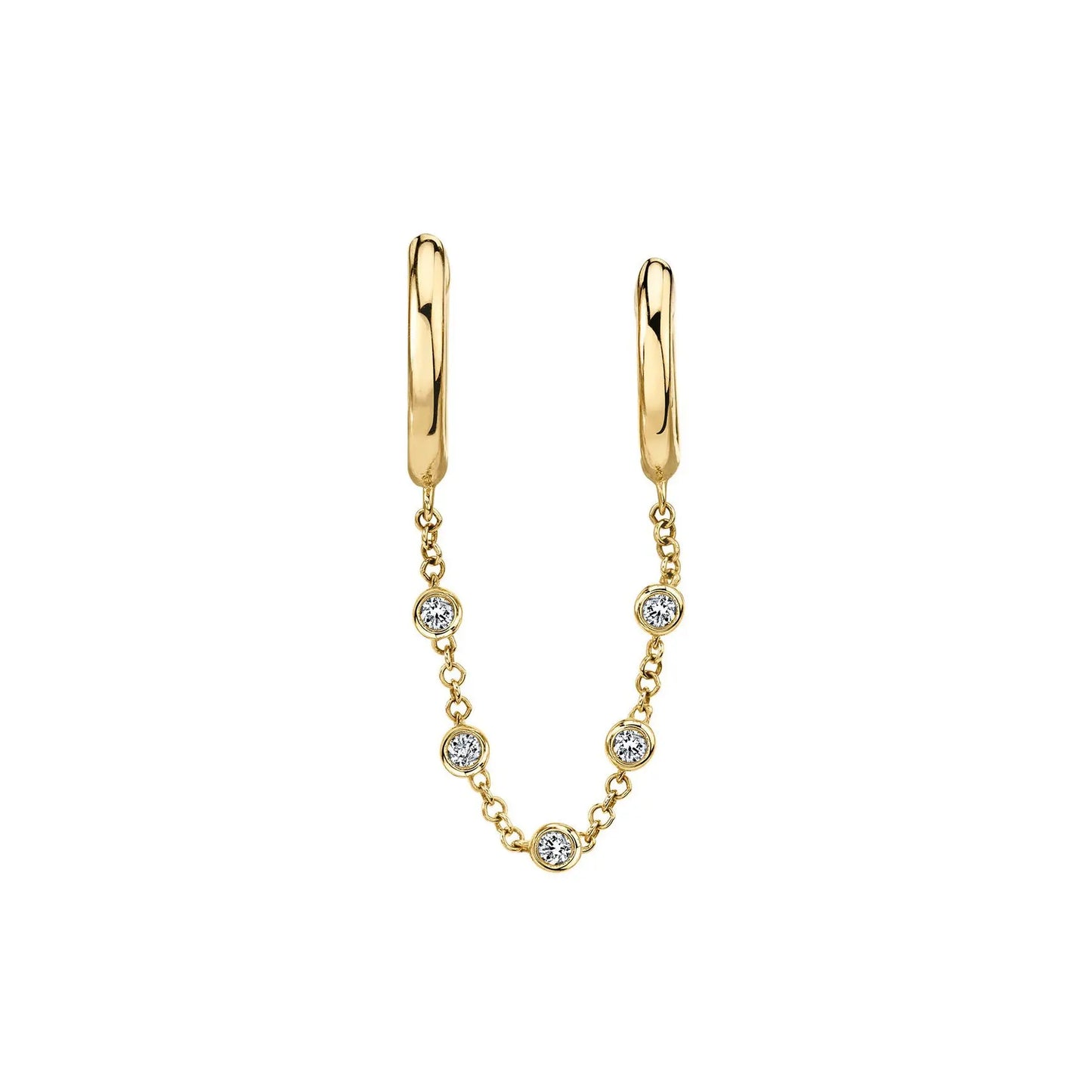 Hot Selling Fashion Ladies 18k Gold Plated Earrings Long Chain Zircon Hoop Earrings Jewelry for Women