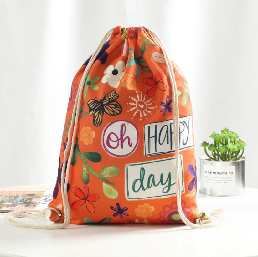 Eco Friendly Sports Promotional Custom Logo Printing Travel Bag Pack Backpack Cotton Drawstring Bag Backpack