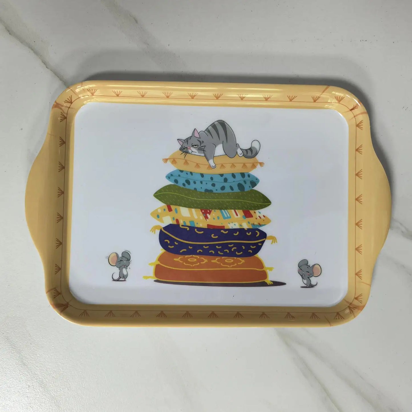 High Quality Food Grade Custom Printing Rectangle On-Glazed Plastic Melamine Tray Eco-Friendly for Dessert or Snack