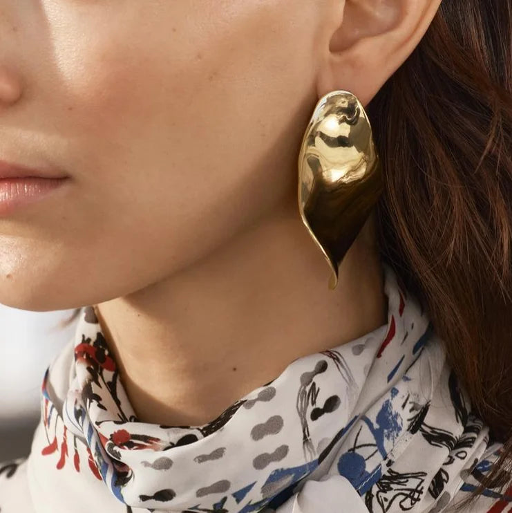 2024 ZA New Irregular Metal Twisted Earrings for Women