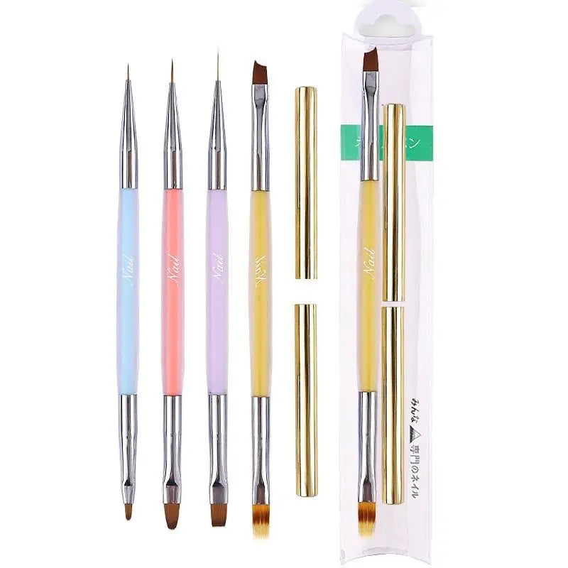 New Nail Art Brushes Liner Set Double End French Pen Kit Stickers Brush Set Two Way Nail Brushes Set