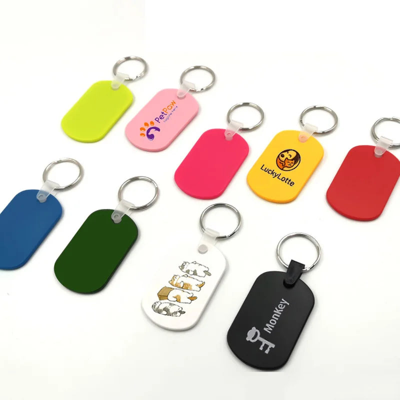 Blank Silicone Keychain Soft PVC Luggage Tag Custom Name Dog Pet Tag