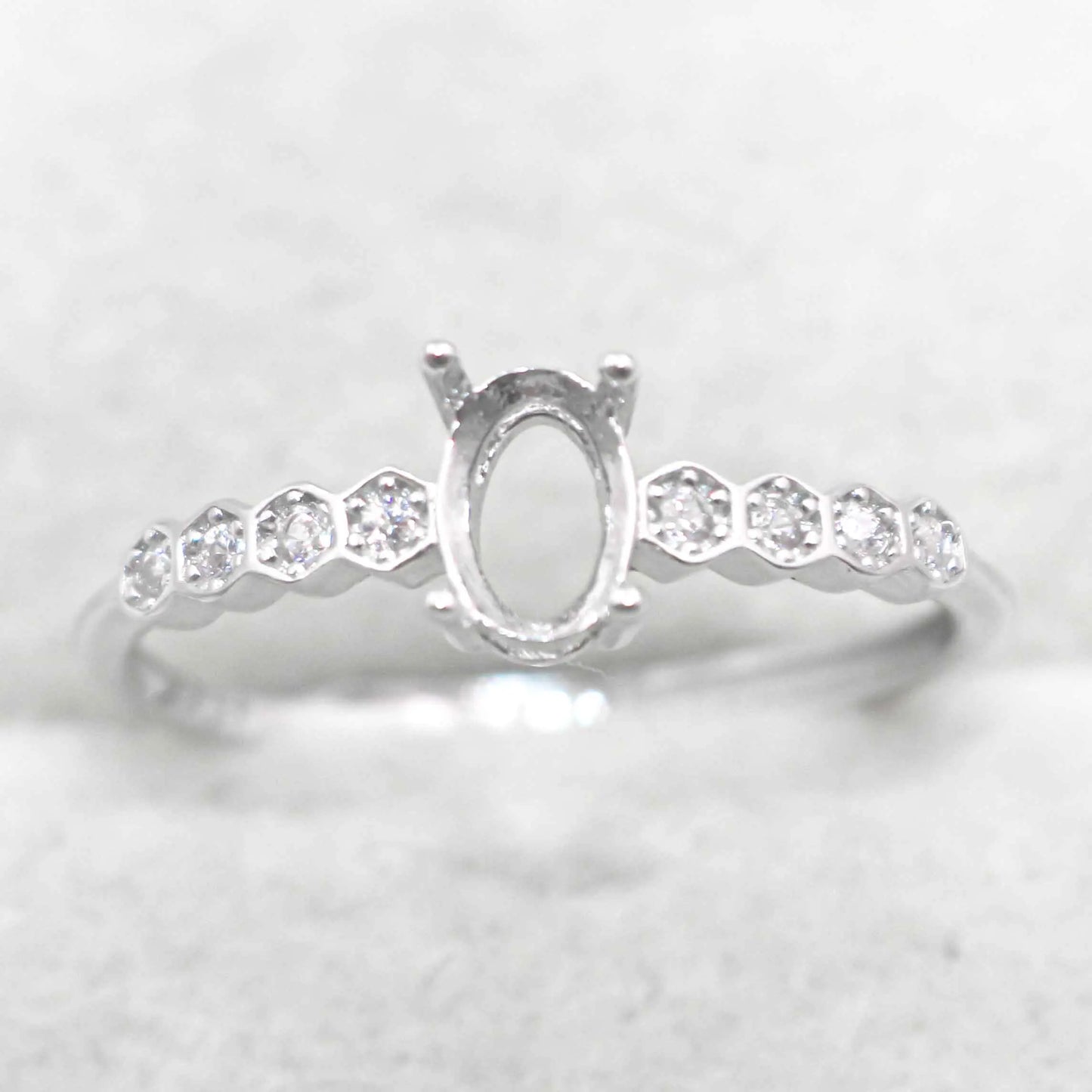 Semi Mount 4*6mm Sterling Silver Ring Frame Empty Blank Support Claw Setting S925 Base Holder Without Center Stone for DIY In