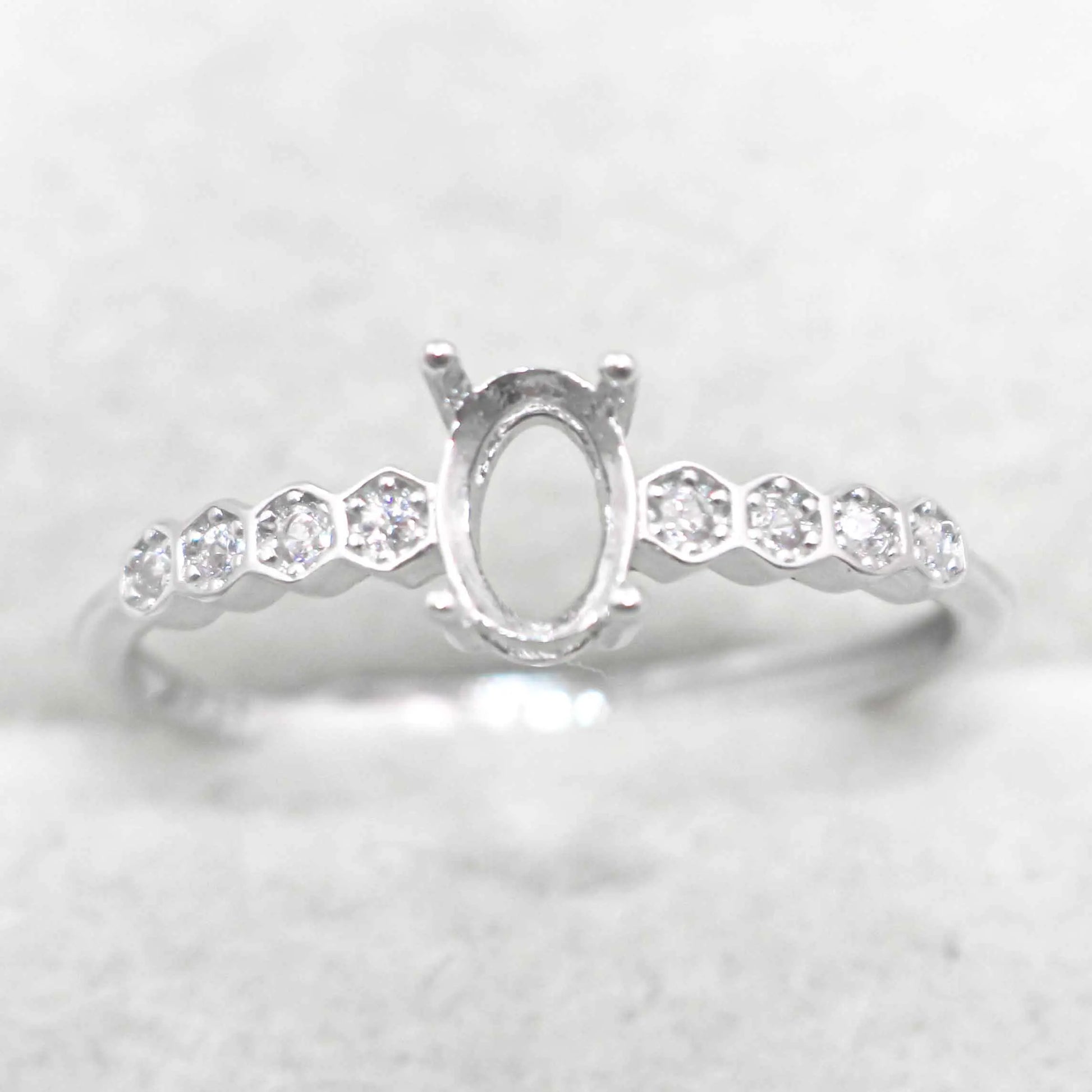 Semi Mount 4*6mm Sterling Silver Ring Frame Empty Blank Support Claw Setting S925 Base Holder Without Center Stone for DIY In
