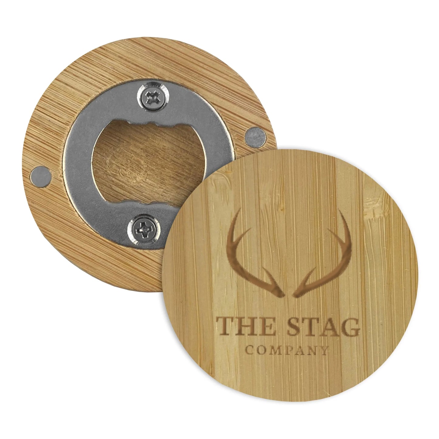 Eco-friendly Sustainably Sourced Bamboo with Two Fridge Magnets on Back Promotional Gifts BBO001 Bamboo Bottle Opener in Stoc
