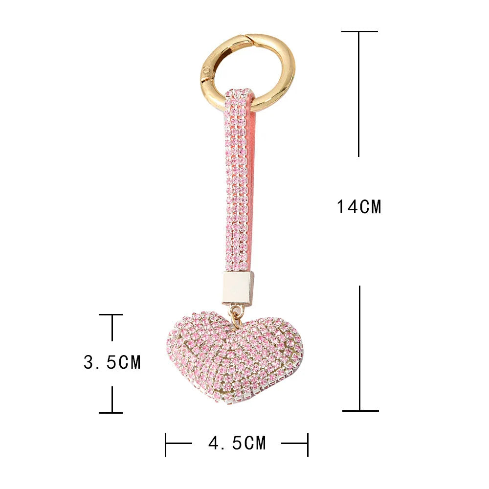 Lovers Key Rings Gift Bling Crystal Rhinestone Couples Key Chains Fashion Peach Heart Shape Keychain Full Diamond Heart Keych
