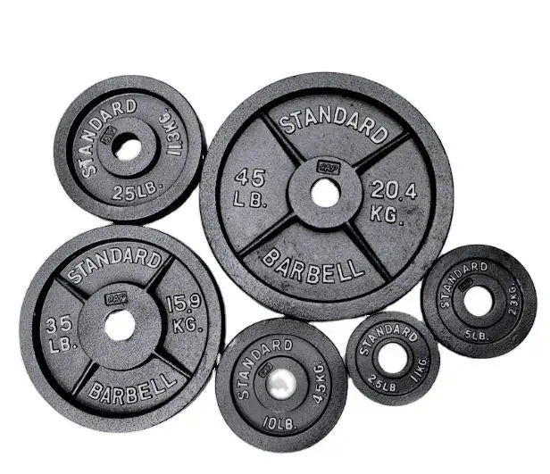 Custom logo Competition Barbell  Metal 10kg 20kg Wholesale Stack 45lb Cast Iron Gym Weight Plates