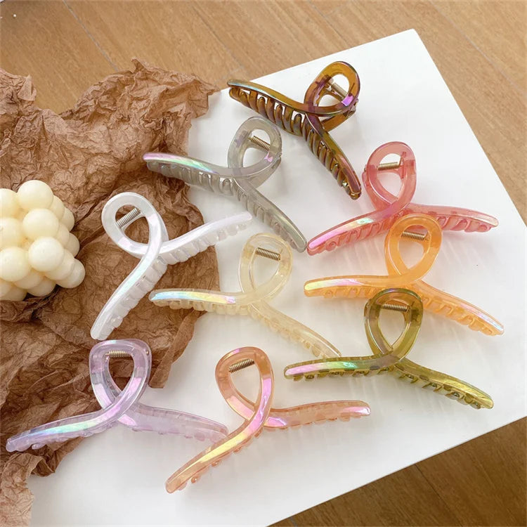 13CM Extra Large Shark Clip Temperament Dazzling Color Women's Back of Head Hair Accessories Simple Fashion Girly Hair Claw C