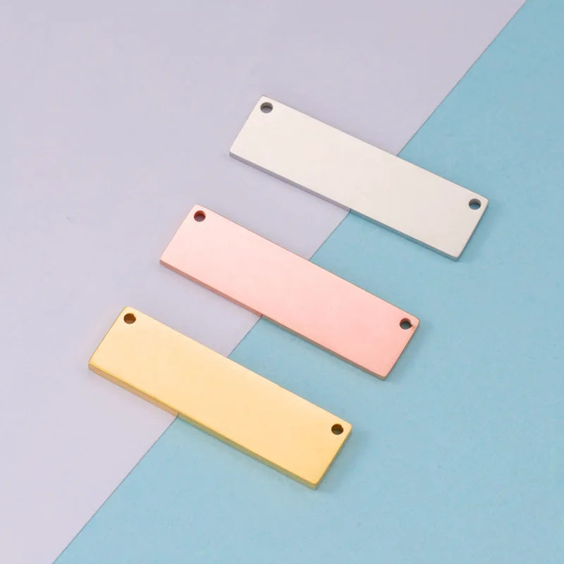 Factory Customized Personalized Rectangle Connector Hangtag Bracelet Charms Mirror Polished New Pattern Fine Pendants Charms