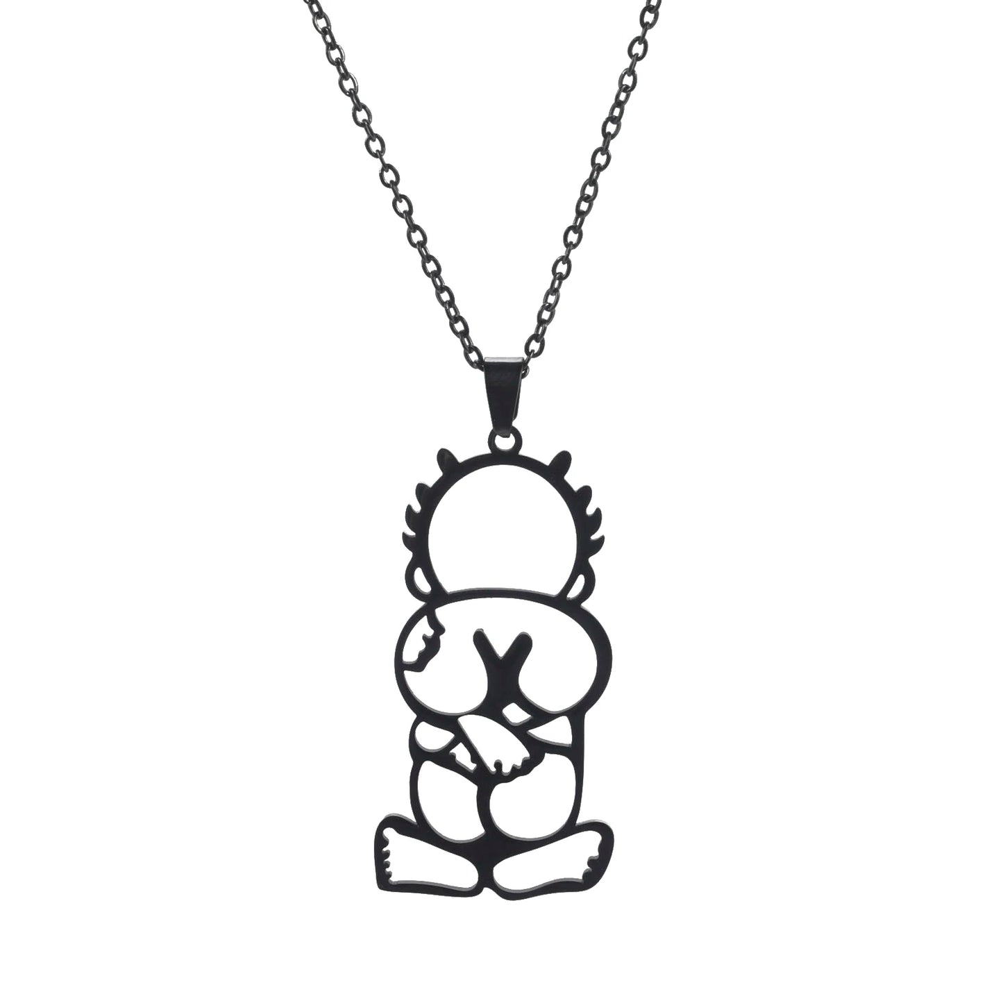 Palestine Spiky-haired Boy Pendant Necklace for Women Men Chain Choker Necklace Collar Stainless Steel Jewelry Wholesale