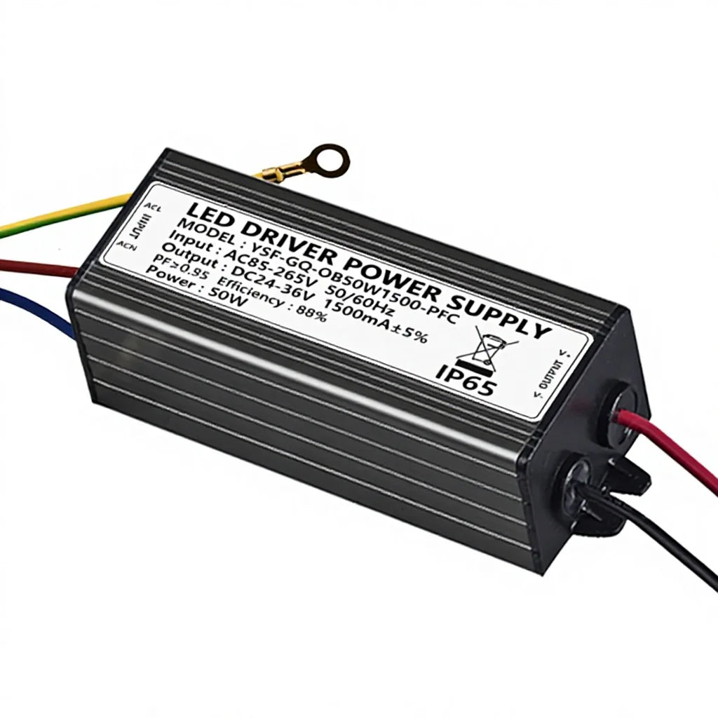 50W LED Isolated Constant Current Driver Power Supply 85-265V AC 24-36V DC 1500mA Outdoor IP65 Waterproof Aluminum Shell CE R