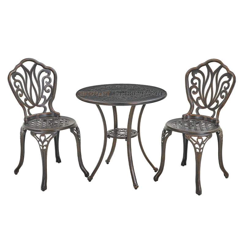White Detachable Cast Aluminum Outdoor Chair for Villa Courtyard Mall Furniture Includes Patio Garden Table and Chair
