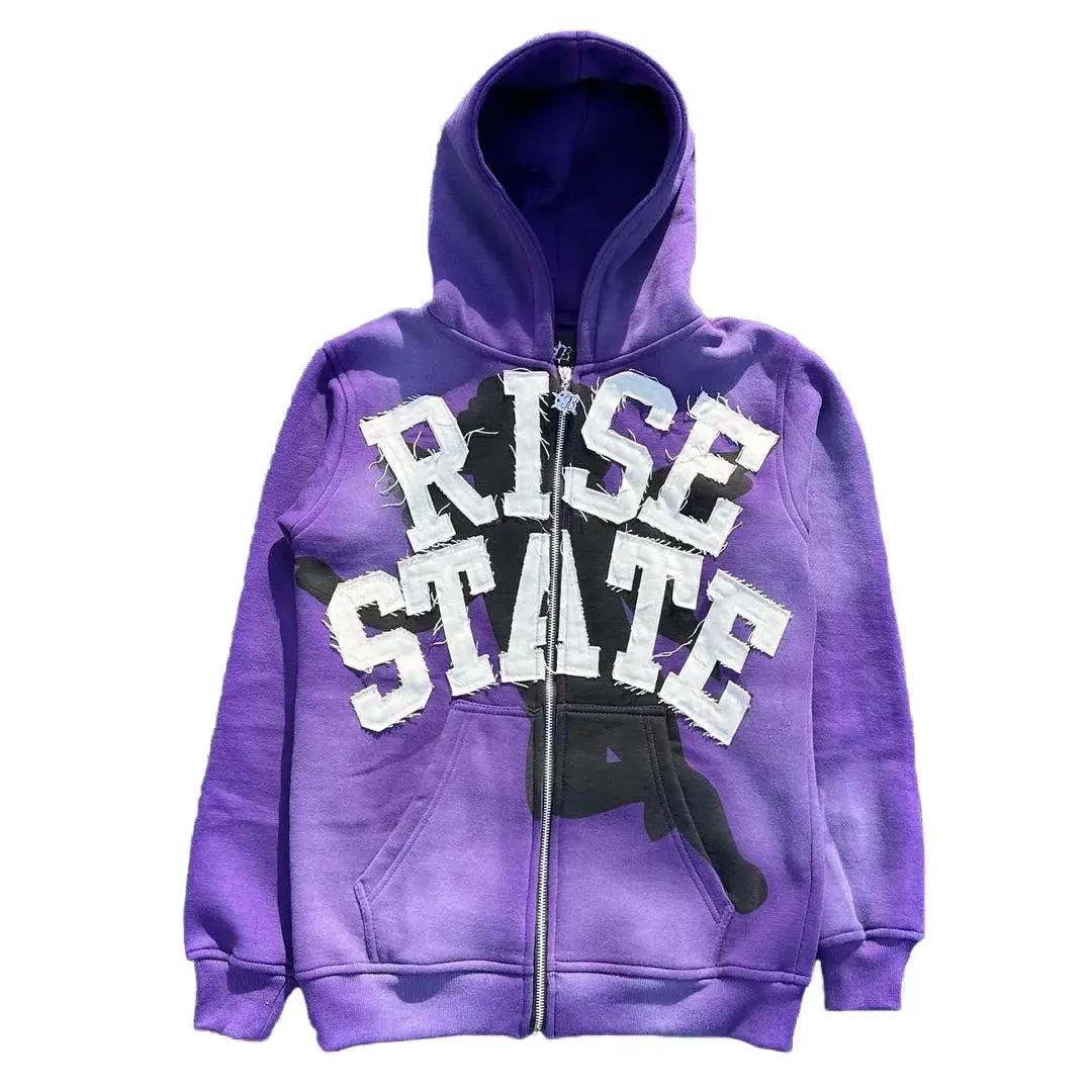 Vintage Custom Zip up Hoodie Cropped Hoodies Distressed Plain Zip up Jacket for Men