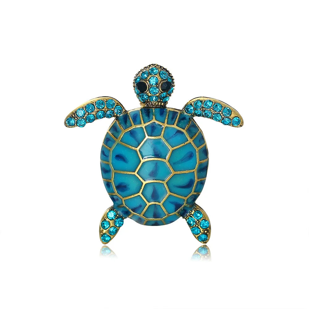 Personalized Crystal Turtle Brooch 2024 Summer Beach Jewelry Vintage Enamel Turtle Brooches