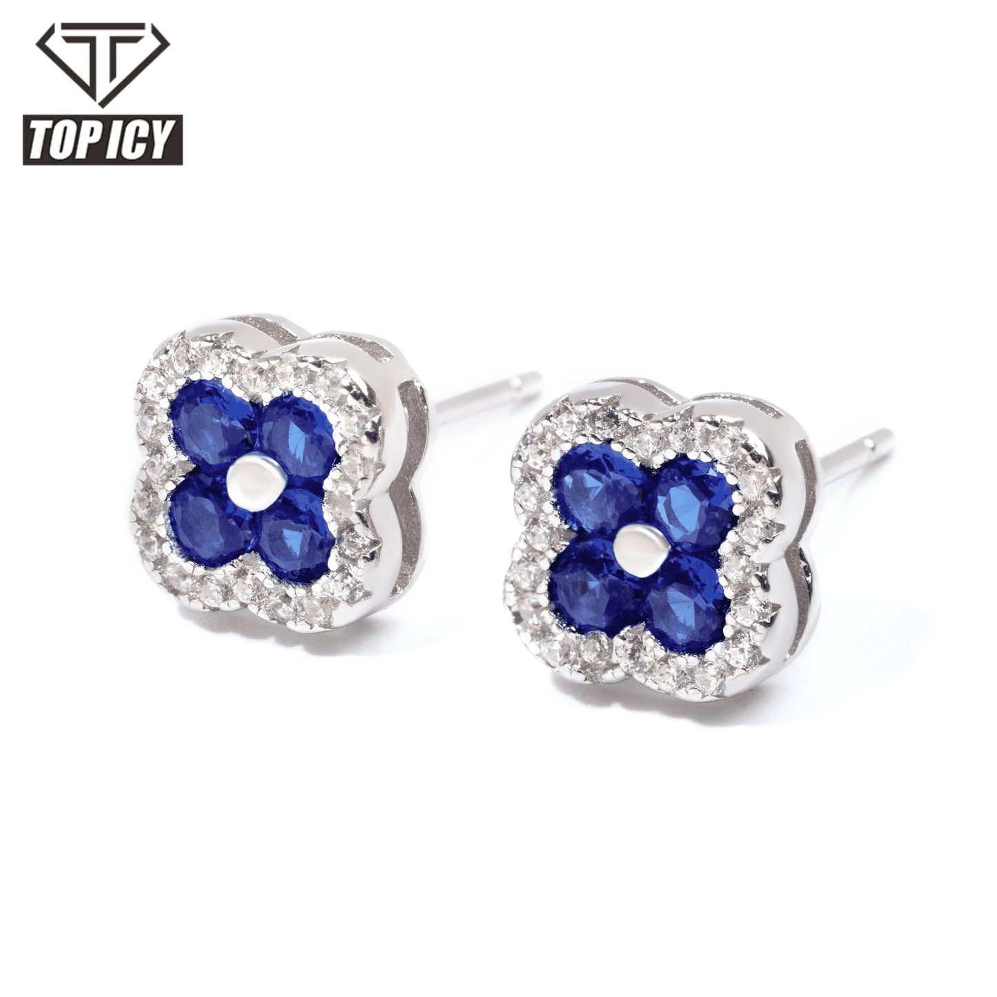 2025 Trendy S925 Silver Flower Clover Earrings Candy Color Zircon Inlaid Daily Fashion Luxury Studs Women Gift New Design
