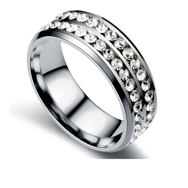 2025 Trendy Unisex Gold Silver Plated Stainless Steel Polished Couple Rings Stainless Steel Rings Diamond Rings for  Women