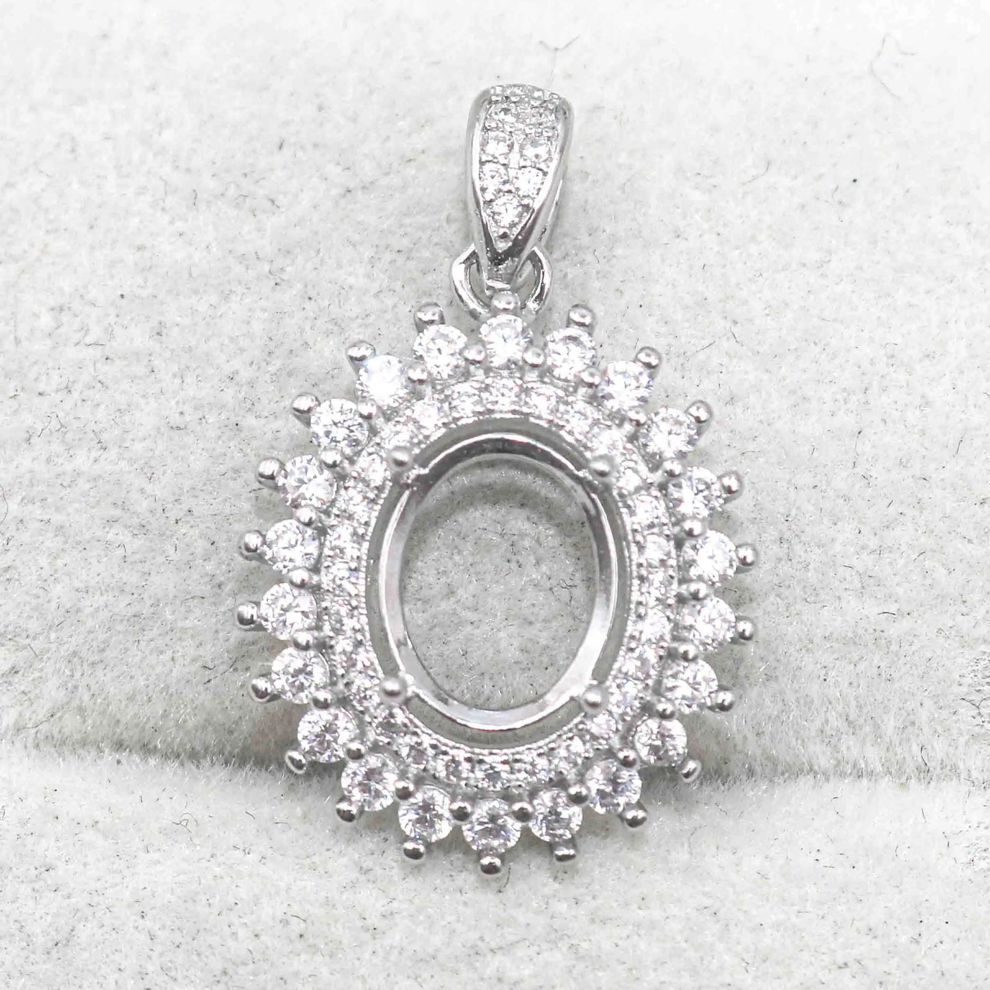 Sterling Silver 7*9mm Semi Mount Pendant Empty Frame Blank Support Setting S925 Base Holder Without Center Stone for DIY Inla