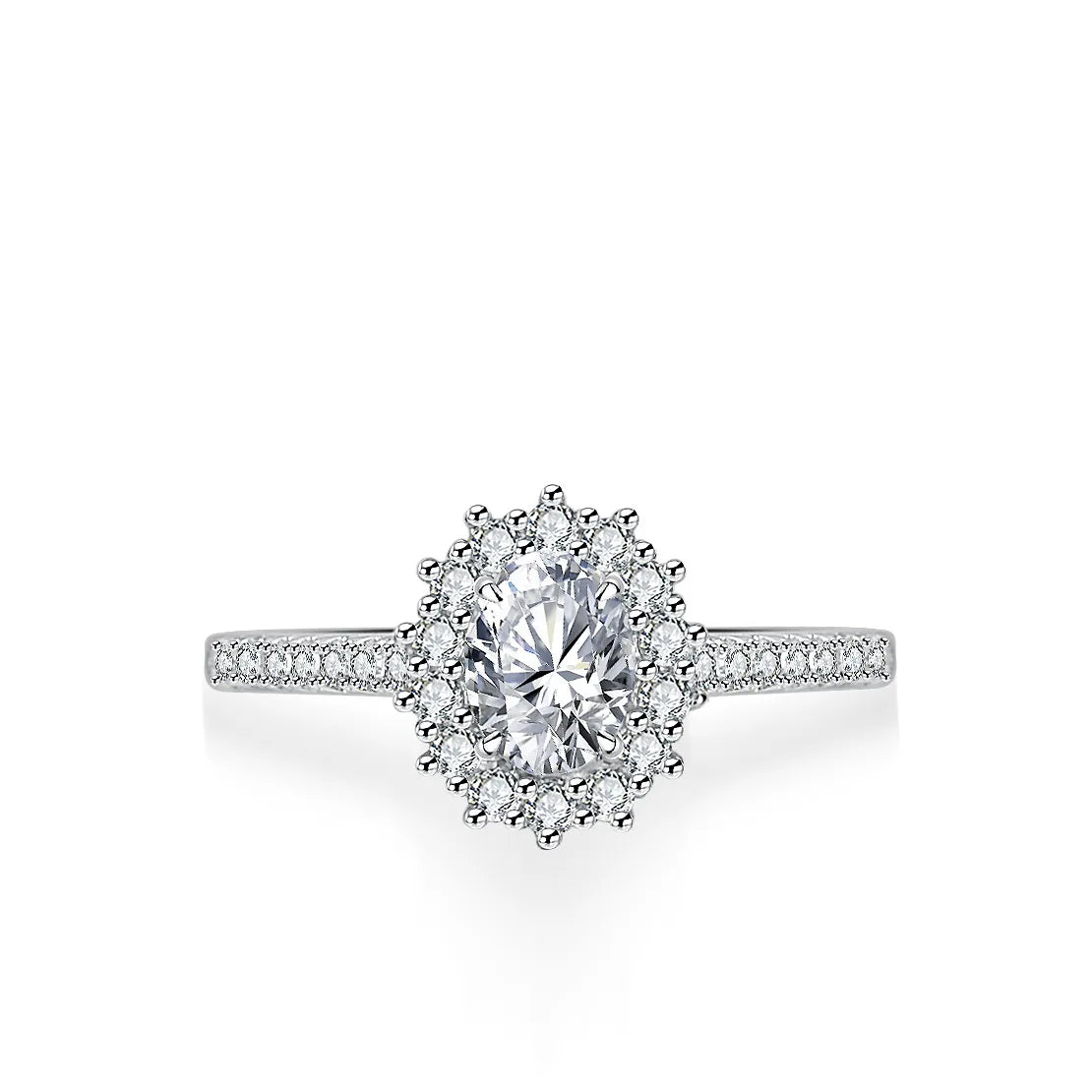 Fengzuan New Year's Wedding Ring S925 Sterling Silver Moissanite Diamond Oval Cut 1ct Classic Style Gold Anniversary