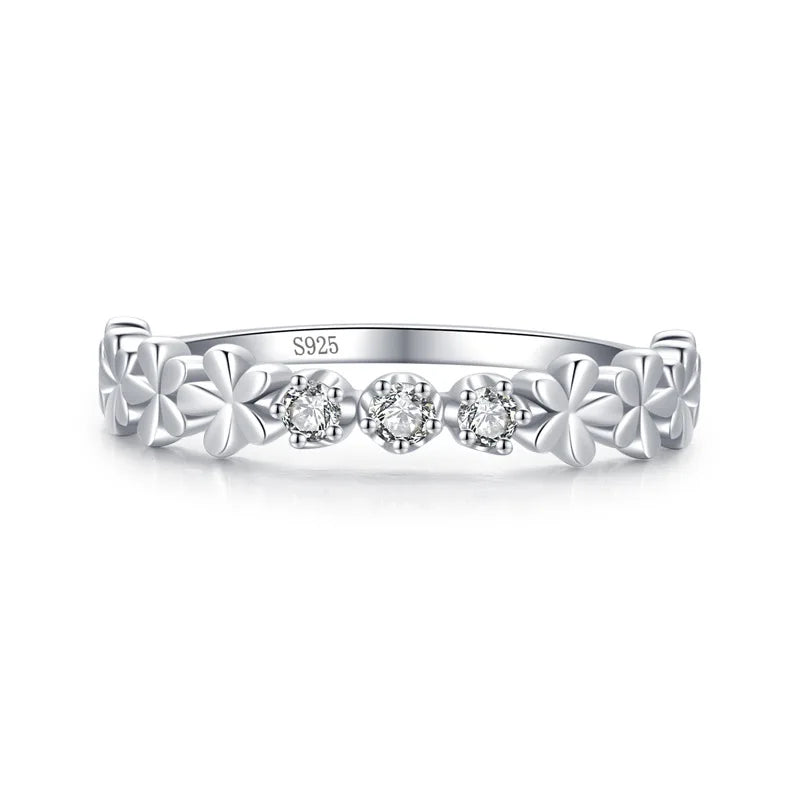 Ada Jewelry Anel Prata 925 Sterling Silver 3A Zircon Female Daisy Band Ring for Girls