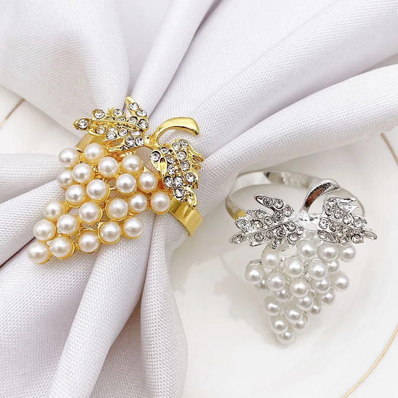 Ychon Hot Selling New Modern Fruit Grape Shaped Metal High Quality Wedding Napkin Ring for Hotel Table Decoration