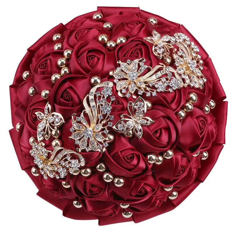 Morili Burgundy Actual Powder Bride Holding Flower Studio Photography Party Prom 15 Years Wedding Decoration Bouquet MB20