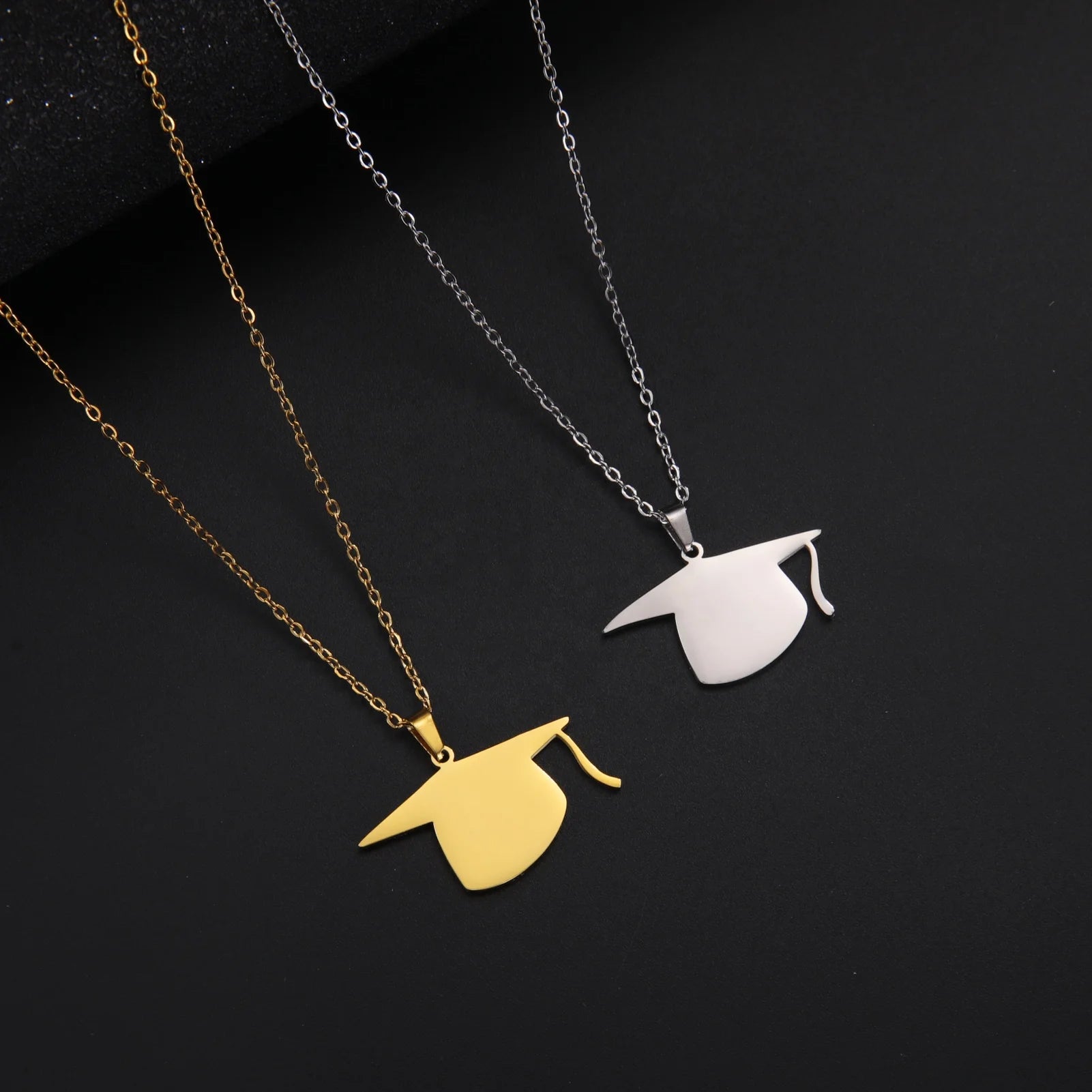 Bachelor Cap Necklaces for Women Men Friendship Anniversary Gift Necklace Stainless Steel Jewelry University Graduation Gift
