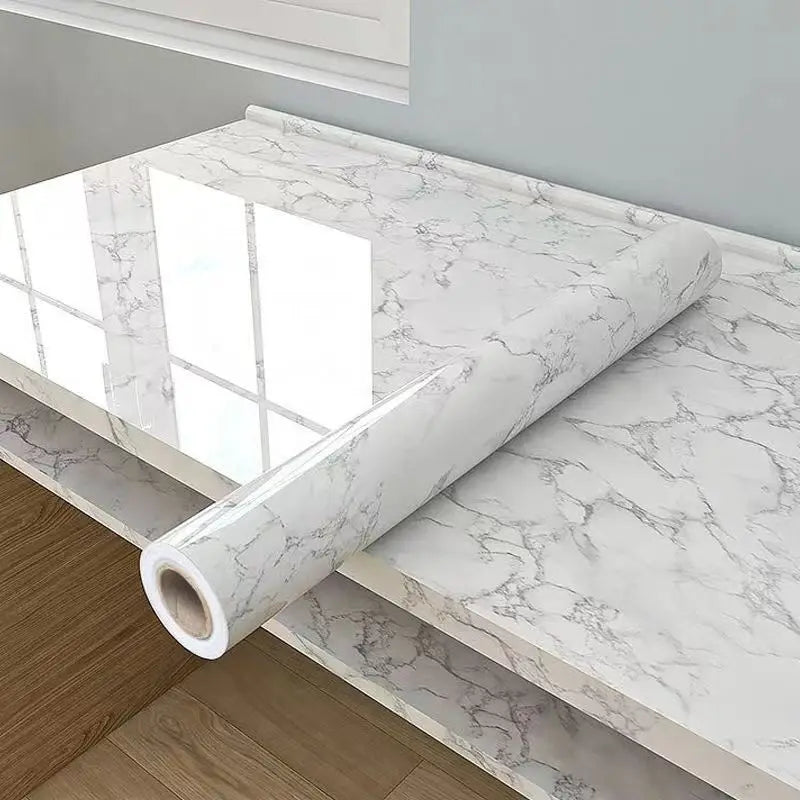UDK Vinyl 0.6*5M Kitchen Marble Cover Tile Lampblack Sticker Waterproof and Oil Stain Proof Wall Sticker for Kitchen Decor