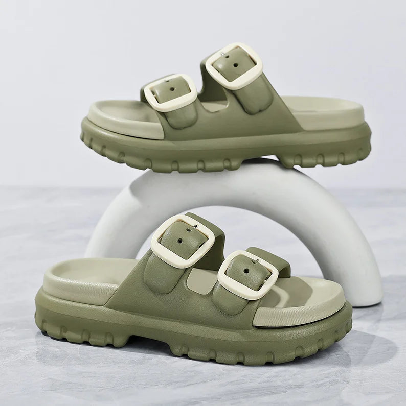 Wholesale Custom Duotone Beach Slippers for Women Soft Thick Sole Slide Sandals Breathable Comfortable Cushioning Upper for
