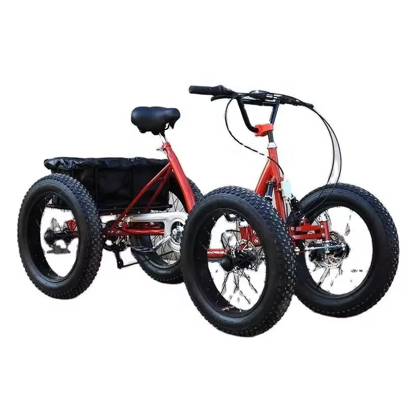 Directly Order 2026 the Latest Fat Tire Pedal Quad Bike Snow Quad Bike 4 Wheel Bicycle Black 6 Speed Snow Tyres 200kg