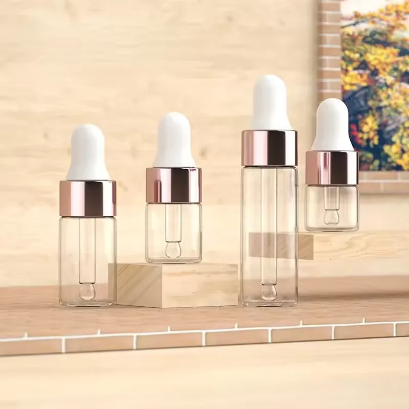 Versatile Glass Bottles with Dropper for Packaging Printing Transparent and Diverse Sizes