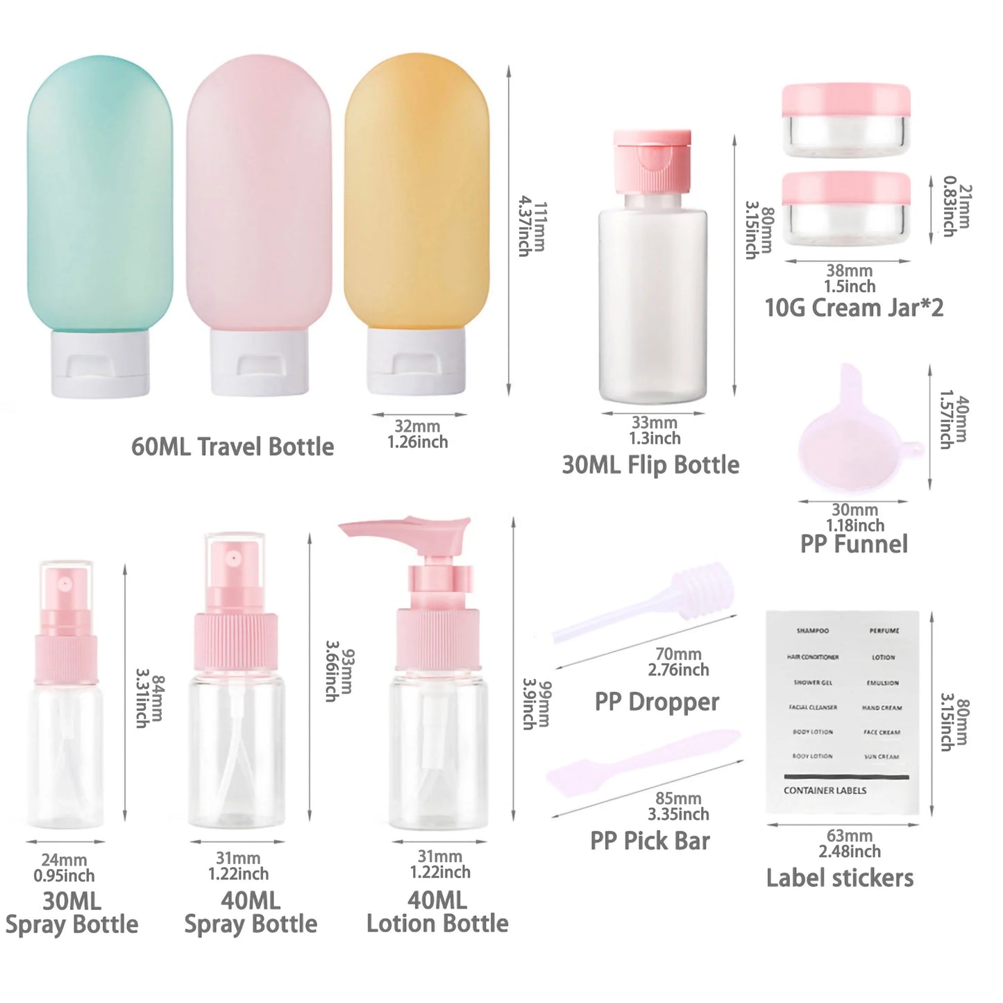 Split Bottling Set Travel Small Empty Bottle Cosmetic Spray Bottle Shower Gel Small Travel 13piece Travel Kit Set Bottle