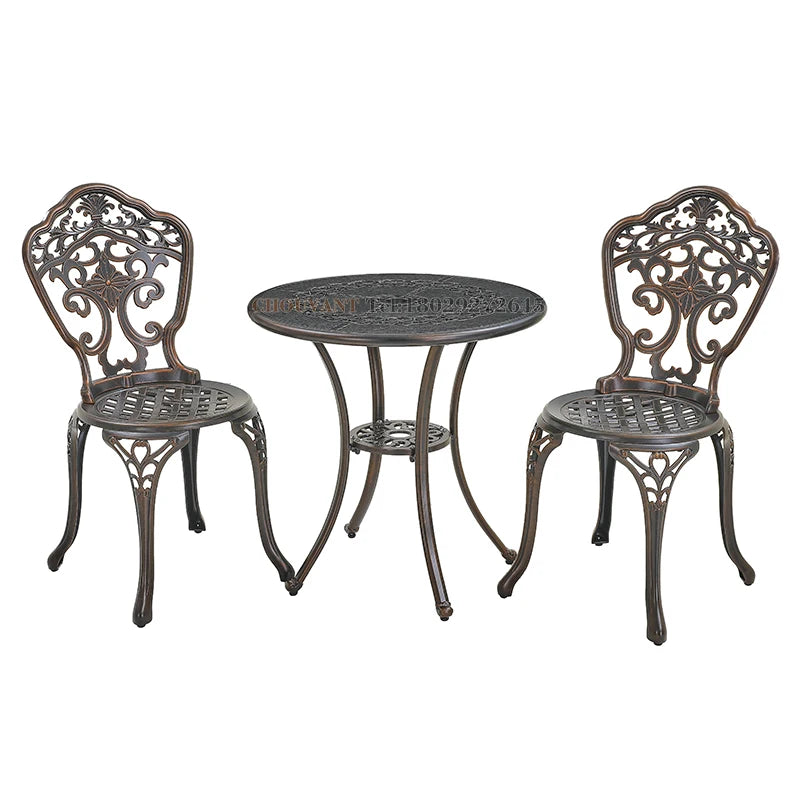 White Detachable Cast Aluminum Outdoor Chair for Villa Courtyard Mall Furniture Includes Patio Garden Table and Chairs