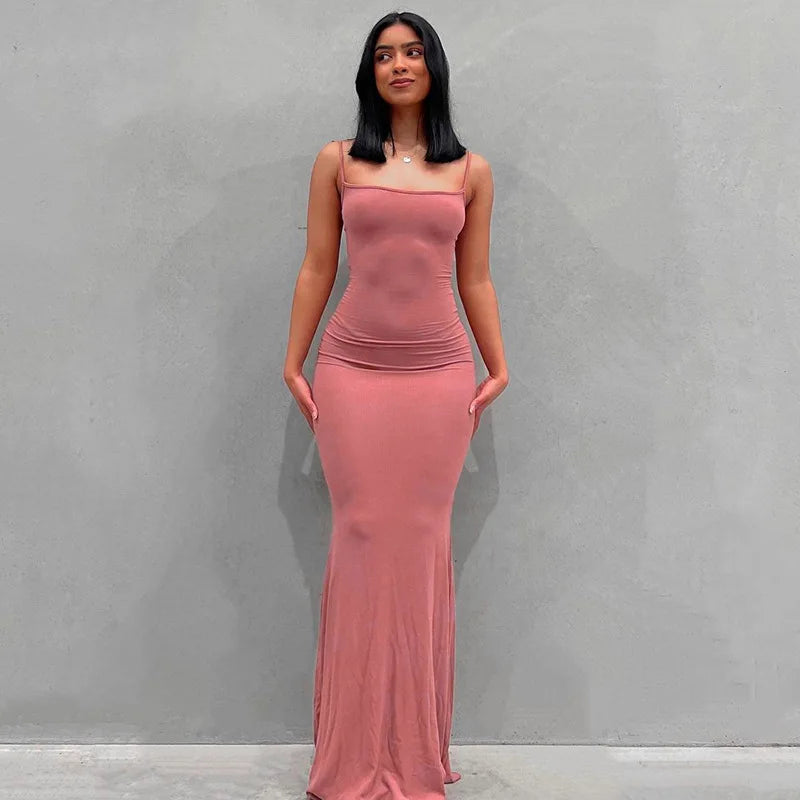 2024 Wholesale Women'S Dresses Clothing  Sleeveless Dresses Women Lady Elegant Body Hugging Fit Maxi Casual Sleeveless Dress