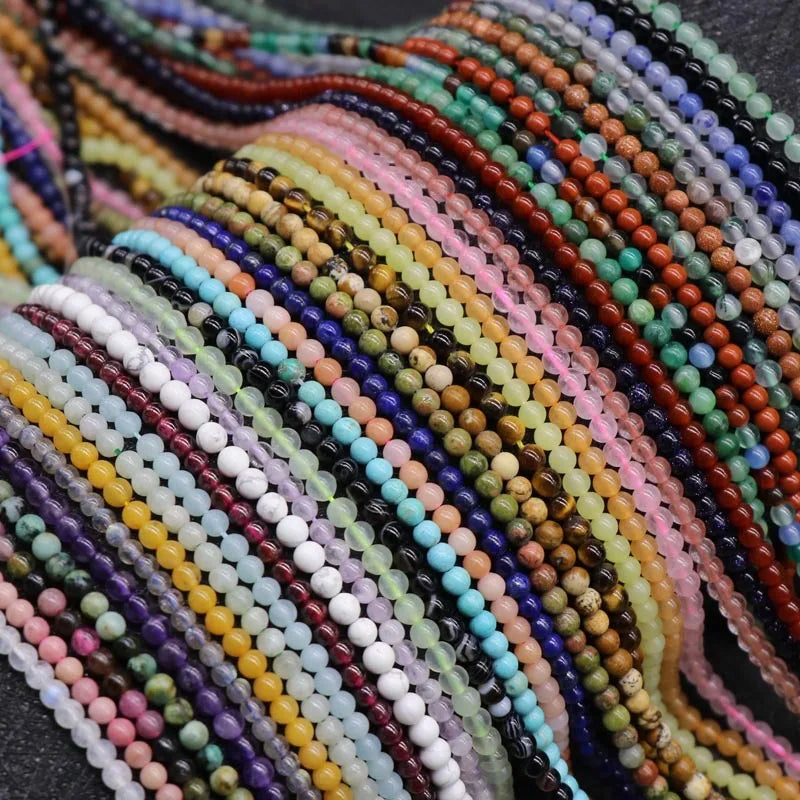 Natural Gemstone Beads for Jewelry Making 3mm Loose Spacer Beads for Hairpin & Cloth Accessory Includes Agate Jade Quartz Bea