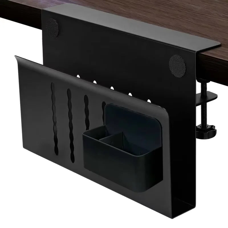 Under Desk Side Storage No Drill Table Laptop Mount Organizer Steel Double-Deck Hanging Laptop Stand