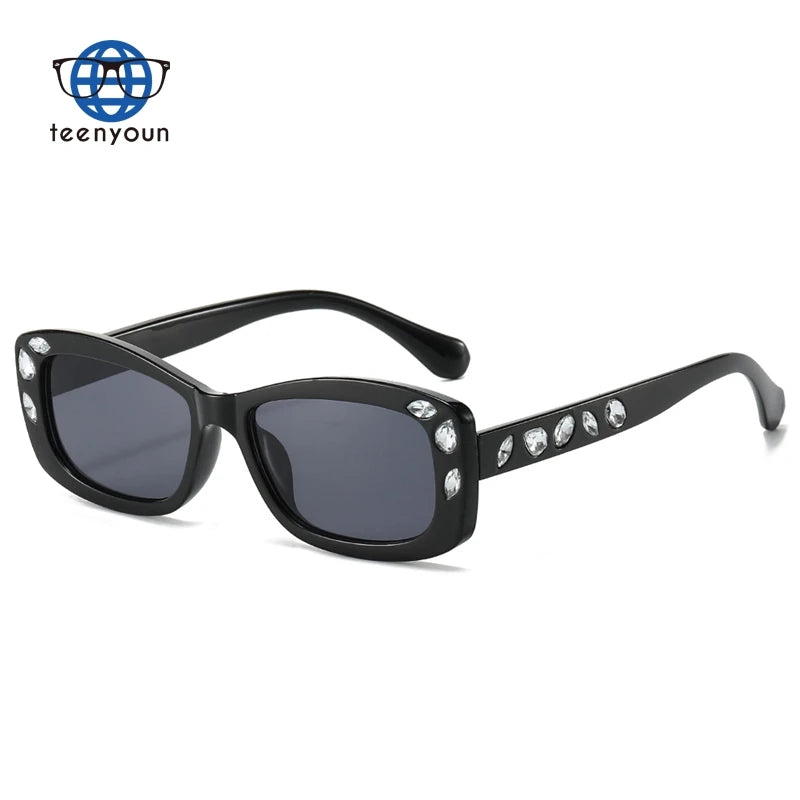 Teenyoun Wholesale Fashion Diamond Square Sunglasses Wome Vintage Hip Hop Sun Glasses Female Shades Custom Logo