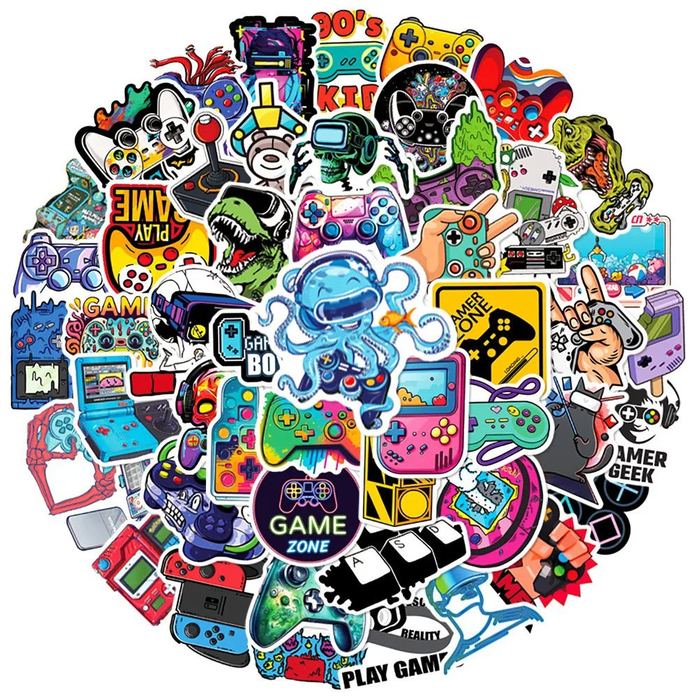 2024 New 50pcs Fashional Colorful Play Game Console Decals for Gamer Gift Gamepad Sticker