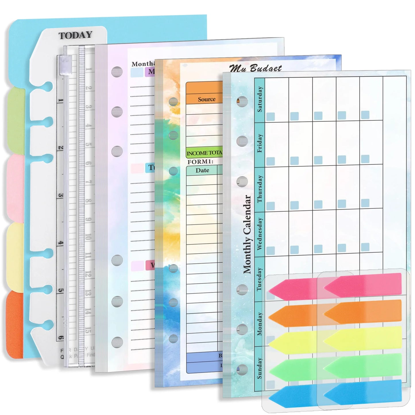 A6 Binder Budget Sheets Monthly Weekly Planner Budget Binders Refilling for Ring Binder Accessories Inner Page Notepad