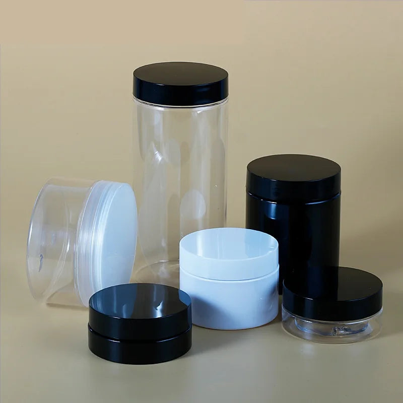 Wholesale Food Packaging 120ml 150ml 200ml 250ml 300ml 500ml Amber Black for PET Plastic Jars White/Black Screw Cap Lid